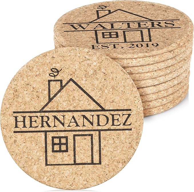 Custom Catch Personalized Cork Trivet Gift - (2) 7" Hot Pads - Customizable Housewarming Trivets with Home Design for Dishes, Pots, Pans, Baking Sheets, Plates for Table, Countertop, Kitchen