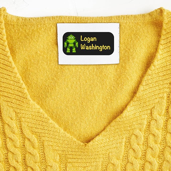 Personalized Waterproof Name Labels for Kids | Optional Packs 50, 150, 230 Labels | Custom Name Stickers for Kids' Clothing Tag, Water Bottle, Lunch Box, Customize Kid Name Label for Daycare Robots