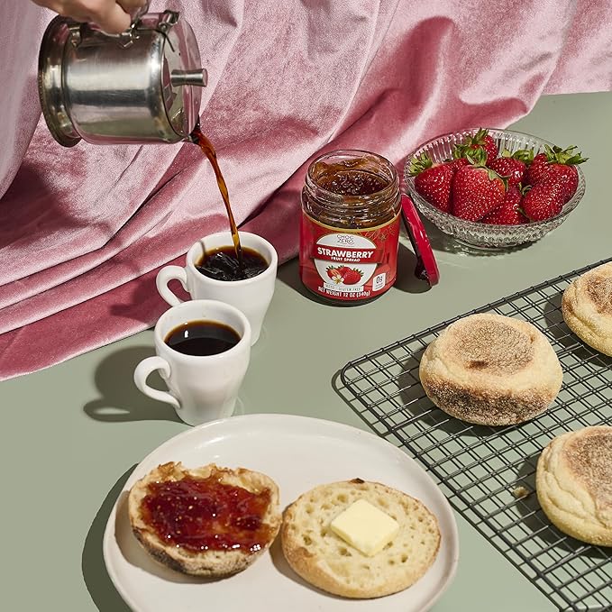 ChocZero Keto Strawberry Fruit Spread, No Sugar Added, Keto Friendly, All Natural, Gluten Free, Sweetened with Monk Fruit (1 jar, 12 oz)