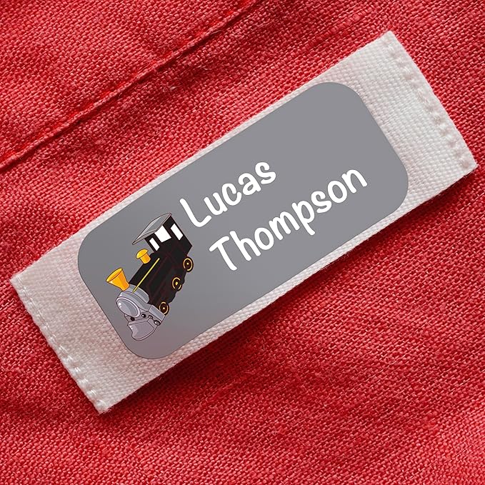 Personalized Waterproof Name Labels for Kids | Optional Packs 50, 150, 230 Labels | Custom Name Stickers for Kids' Clothing Tag, Water Bottle, Lunch Box, Customize Kid Name Label for Daycare Trains