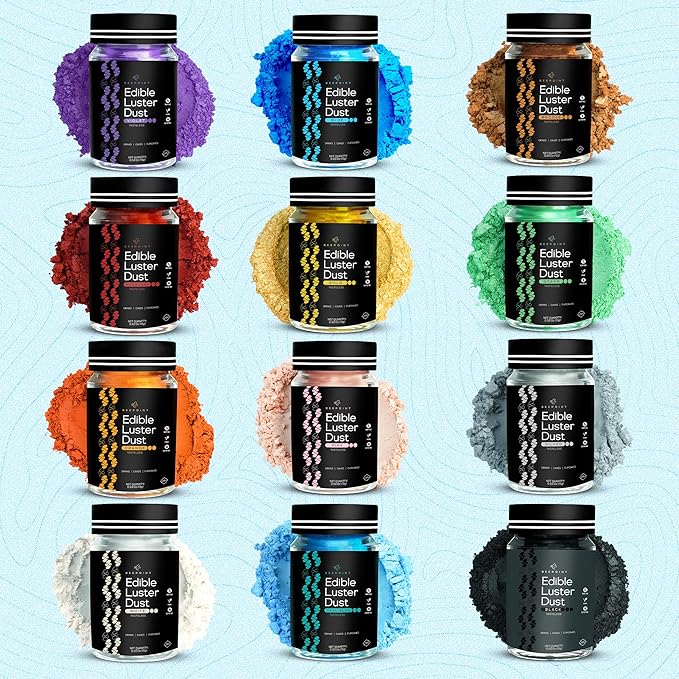 BeePoint Teal Blue Edible Luster Dust 15g - Food Grade, Vibrant Color Shimmer Powdered Dust for Drinks, Cocktails, Cake Decorating, Baking, Chocolates, Candy, Sweets, & Cookies - Vegan & Gluten Free