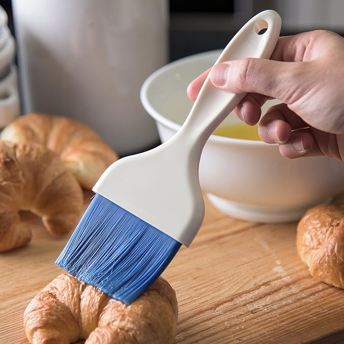Carlisle Foodservice Products Galaxy Pastry Brush, 3" Wide, Flat, with Hanging Hole, Soft, Tapered with Chisel-Point Trim and Handle, Nylon, Blue, (Pack of 12)