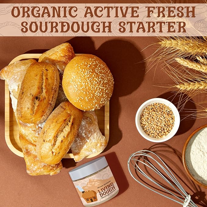 Living Dough - Gluten Free Sourdough Starter Culture - Active & Live Organic Sourdough Starter Gluten Free for Baking - For Artisanal Bread, Pizza Dough, Waffles & More