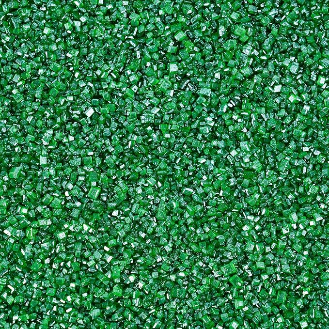 Green Sanding Sugar Sprinkles, 5.3 oz Edible Sparkling Sugar Crystals for Baking Topping, Cupcakes, Cookies, Ice Cream & Cake Decorating, Wedding Party Christmas Supplies