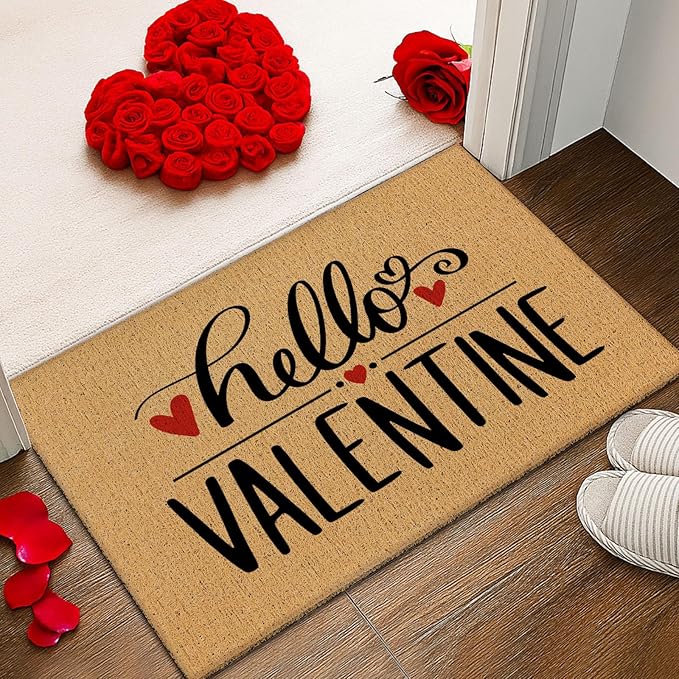 Dunzy 16 Pcs Valentine's Day Stencils for Door Mats Crafts Reusable Merry Valentine's Day Welcome Templates Large Stencil for Painting on Wood Sign Wall Doormat DIY Project