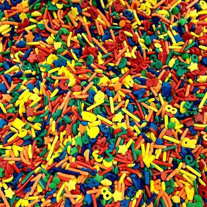 COOL MOM SPRINKLES Alphabet Letters & Numbers Sprinkles (3.5 oz.) – School Teacher Sprinkles for Decorating Cakes, Cupcakes, Cookies & Desserts – Mixed in the USA/Gluten-Free