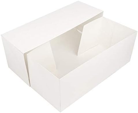 O'CREME White Rectangular Cake Box 14 Inch x 6 Inch x 5 Inch High with Scalloped Window - Pack of 5