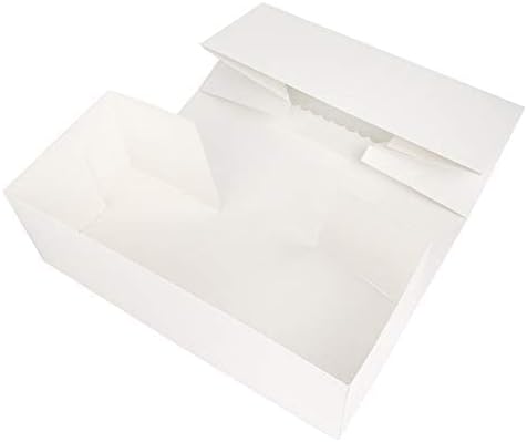 O'CREME White Rectangular Cake Box 14 Inch x 6 Inch x 5 Inch High with Scalloped Window - Pack of 5
