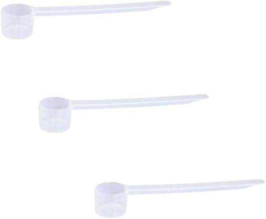 Plastic Measuring Scoop, 1/2 Tablespoon (7.5 cc | 1.5 tsp | 7.5 mL) Long Handle Spoons for Powders, Granules, Coffee, Pet Food, Baking Supplies, Protein and Other Dry Goods, BPA Free (Set of 3)