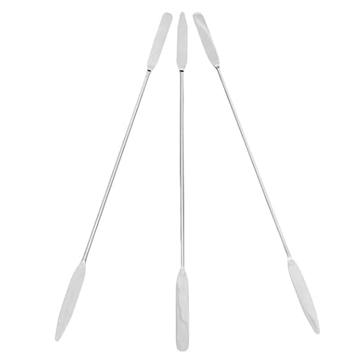 Nickel/SS Lab Spatulas with 1.63" Flat Rounded and Flat Tapered Ends; 3/Pk
