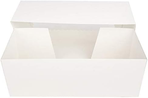 O'CREME White Rectangular Cake Box 14 Inch x 6 Inch x 5 Inch High with Scalloped Window - Pack of 5