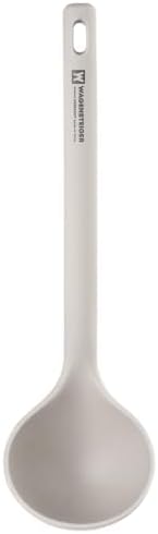 Light Gray Silicone Cooking & Serving Spoon: Cooking Utensil with Heat Resistant, Non-stick Cookware Safe, Gentle Head Design, BPA Free (12.60inch x 3.15inch)