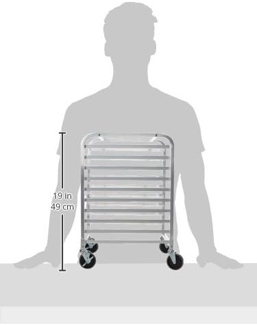 New Star Foodservice 36510 Commercial-Grade Aluminum 10-Tier Sheet Pan/Bun Pan Rack, 26" L x 20" W x 38" H with Brake Wheels Silver