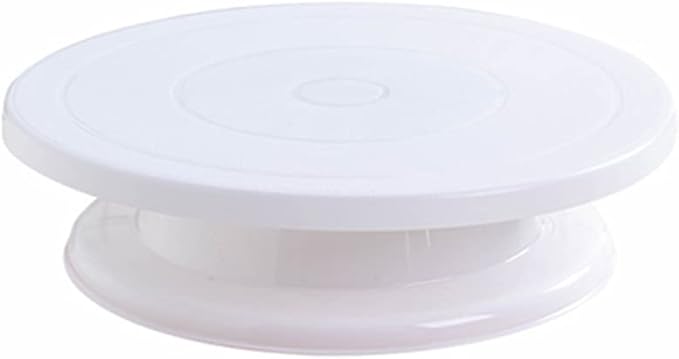11 Inch Rotating Cake Turntable Stand, Revolving Turn Table Top for Cake Decorating, Rotary Round Cake Stand for Pastries Cookies Cupcakes Decorating Display Tool (White)