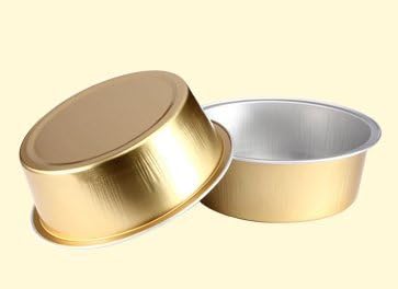 KEISEN 3 4/5" Disposable Aluminum Foil Cups 150ml 5oz 100/PK for Muffin Cupcake Baking Bake Utility Ramekin Cup 100/PK (gold)