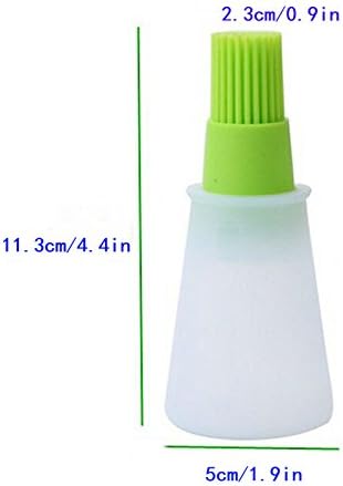 AKOAK BBQ/Pastry Basting Brushes,Silicone Cooking Grill Barbecue Baking Pastry Oil/Honey/Sauce Bottle Brush,Set of 2,Green and Orange