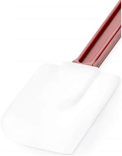 Restaurant Grade, Heavy Duty 14 In. Silicone Spatula 1 Pack. Long, Heat Resistant Scraper Perfect for Nonstick, Nonscratch Cookware. Best Red and White Flat Spatulas for Making Cake, Eggs, or Pancakes