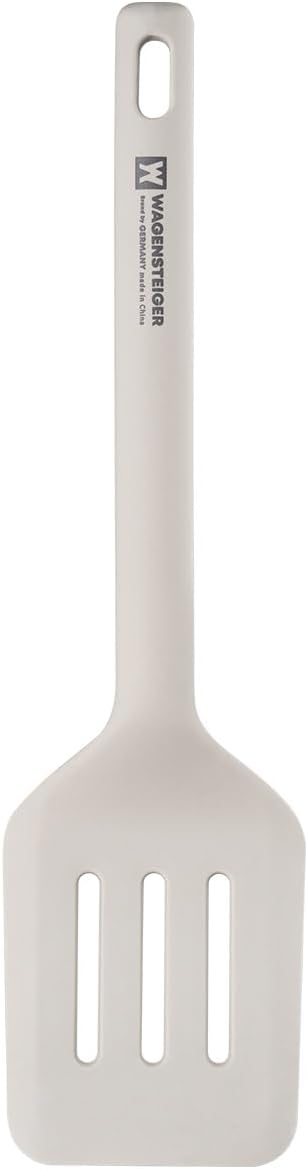 Light Gray Silicone Slotted Spatula: Cooking Turner with Heat Resistant, Non-stick Cookware Safe, Gentle Head Design, BPA Free (11.81inch x 3.15inch)