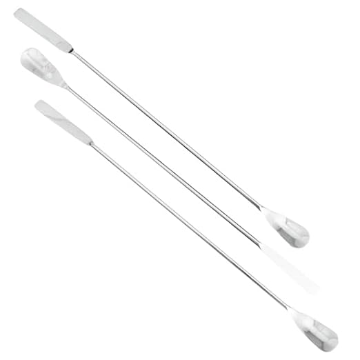 Cole-Parmer-636916 Nickel/SS Lab Spatulas with 1.13" Spoon x 1.63" Flat Blunt Ends; 3/Pk