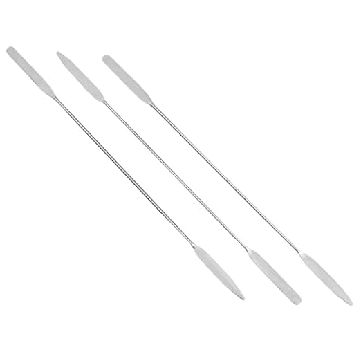 Nickel/SS Lab Spatulas with 1.63" Flat Rounded and Flat Tapered Ends; 3/Pk