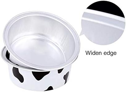 KEISEN 2" 1oz 100/PK 25ml Mini Disposable Aluminum Foil Cups for Muffin Cupcake Baking Bake Utility Ramekin Cup (cow lines)