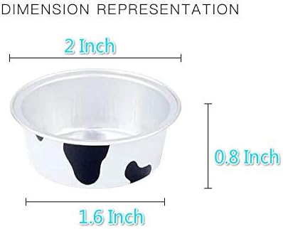 KEISEN 2" 1oz 100/PK 25ml Mini Disposable Aluminum Foil Cups for Muffin Cupcake Baking Bake Utility Ramekin Cup (cow lines)