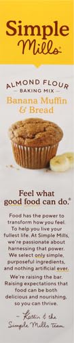 Simple Mills Almond Flour Baking Mix, Banana Muffin & Bread Mix - Gluten Free, Plant Based, Paleo Friendly, 9 Ounce (Pack of 2)