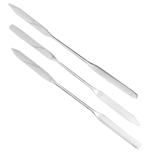 Nickel/SS Lab Spatulas with 1.5" Flat Tapered x 1.75" Rounded Ends; 3/Pk