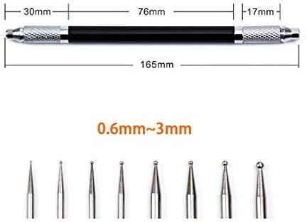 citian Dual Tipped Leather Craft Stylus with 8 Replaceable Ballpoint Heads (0.6-3mm), for Embossing, Carving & Modeling, Spoon & Pen Ends