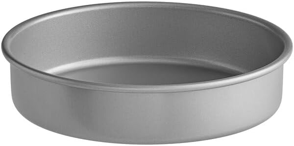 6-Inch Round Cake Pan, Aluminized Steel, Straight Sided, Silver, 2-Inch Deep, Silicone Glazed, Commercial Baking Pan