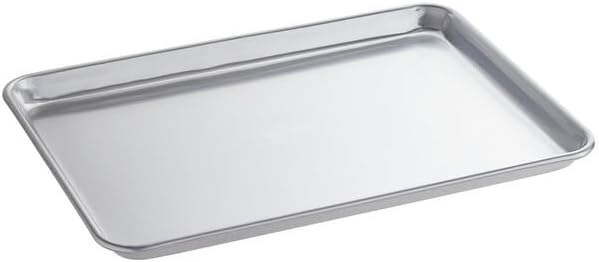 Half Size Aluminum Sheet Pan, 18 Gauge Wire Rim, Silver, 13 x 18 x 1.125 Inches, Stackable, Oven and Freezer Safe, for Commercial Baking