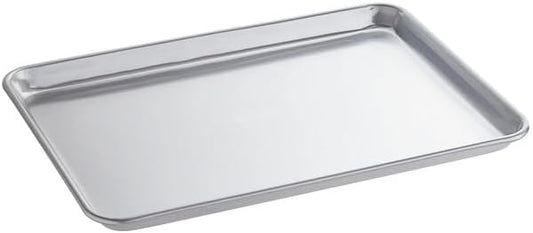 Half Size Aluminum Sheet Pan, 18 Gauge Wire Rim, Silver, 13 x 18 x 1.125 Inches, Stackable, Oven and Freezer Safe, for Commercial Baking