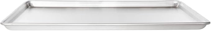 Restaurantware Met Lux 26 x 18 Inch Industrial Baking Pan 1 Heavy-Duty Full-Size Bakery Sheet Pan - Rimmed Edges Endures Up To 392F Aluminum Sheet Pan Dishwashable Ideal For Baking Or Roasting