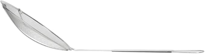 TrueCraftware- 7-Inch Round Medium Mesh Skimmer 10" Handle Length Nickel Plated- Kitchen Utensil Food Strainer Skimmer Spoon for Cooking Sieve Sifters Rice Quinoa Pasta Fruits Vegetables etc.