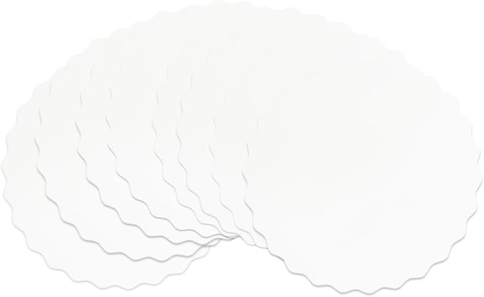 qiqee 9 Inch White Wave Cake Boards Round 15-Packs Circles Rounds Base Food-Grade Cardboard Wave Cake Plate（Thinner But Stronger）