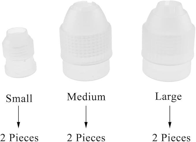 HAHIYO Plastic Couplers of Assorted Size Easy to Twist For Cake Decorating Piping Tip Coupler for Icing Nozzles (6 Pieces)