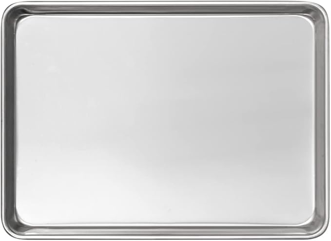 Restaurantware Met Lux 18 x 13 Inch Industrial Baking Pan 1 Heavy-Duty Bakery Sheet Pan - Rimmed Edges Endures Up To 392F Aluminum Half-Baking Sheet Dishwashable Ideal For Baking or Roasting