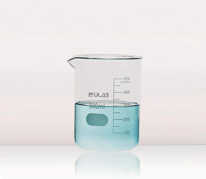 ULAB Scientific Glass Beaker Set, 3 Sizes 50ml 100ml 250ml, 3.3 Boro Griffin Low Form with Printed Graduation, UBG1001