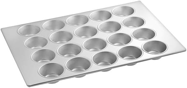20-Cup Aluminized Steel Jumbo Muffin Pan, Silver, 26 x 18 Inch, Silicone Glazed, Stackable, Heavy-Duty Rod Construction