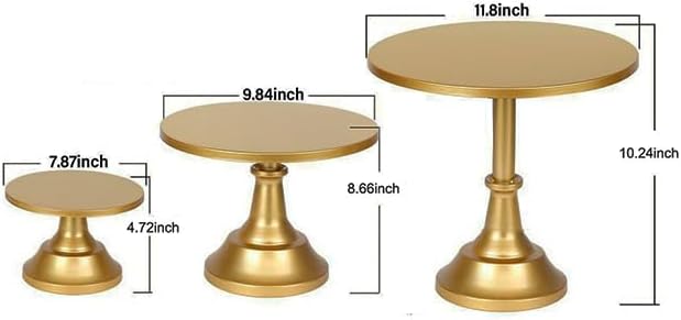 3 Pcs Metal Cake Stand Set 8/10/12 inch Dessert Table Display Perfect for Baby Shower Wedding Birthday (gold)