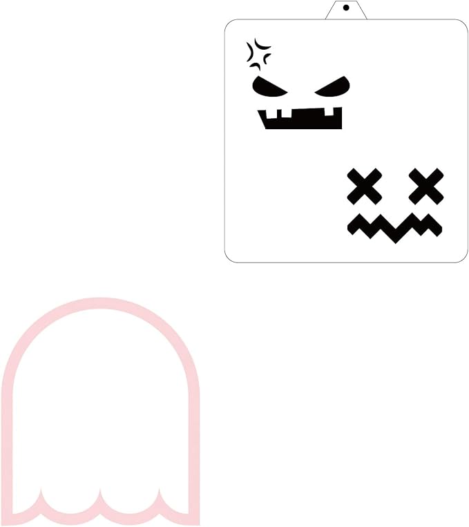 Cookie Cutter and Stencil Set Bundle Kit PYO Cookies Paint Your Own Diy Bakery Fondant Sugar Happy Birthday Wedding Baby Candle Kids Painting Coloring Pages Comb (Halloween Ghost Faces)