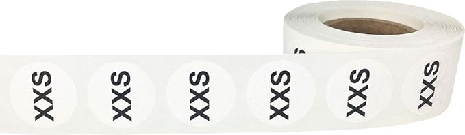 InStockLabels.com White Circle Extra Extra Small XXS Clothing Size Stickers for Retail Apparel 0.75 Inch 500 Total Adhesive Labels