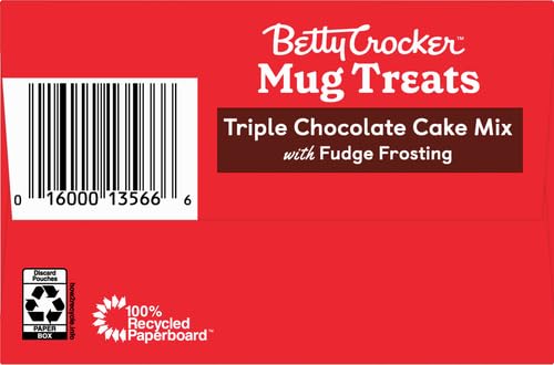 Betty Crocker Mug Treats Triple Chocolate Cake Mix with Fudge Frosting, 4 Servings, 12.5 oz