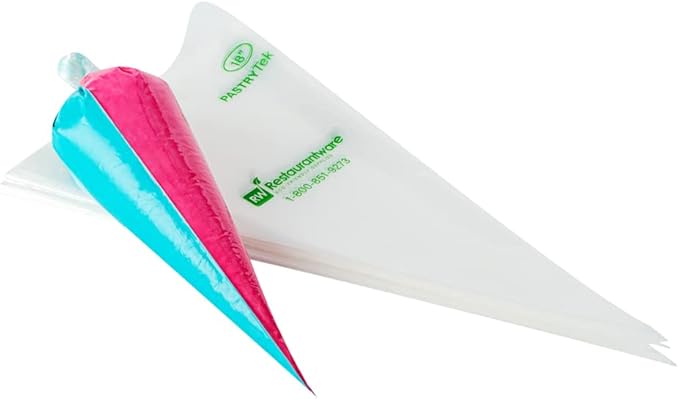Restaurantware Pastry Tek 17.7 x 9.5 Inch Two-Color Icing Bags 100 Thick Multi-Color Piping Bags - Sustainable For Icing Frosting & Buttercream Clear Plastic Disposable Piping Bags For Cakes