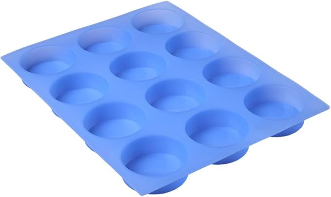 Big Round Silicone Soap Mold - 4oz, 3'' Round, Thick Individual Loofah Soap Molds with Uniform Big Size and Ease of Use - 14" x 11"