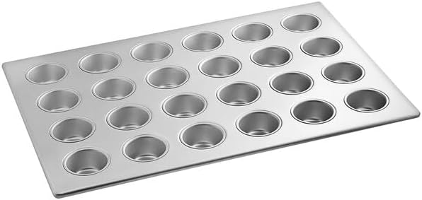 24-Cup Aluminized Steel Muffin Pan, Silver, Heavy-Duty Commercial Grade with Silicone Glaze, 26 x 18 Inch, 3.8 oz Capacity per Cup