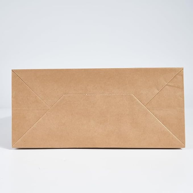 PAICUIKE 100Pcs Large Brown Paper Bags with Handles, 13x7x13 Inch Gift Bags for Business, Shopping, Party, Wedding & Birthday | Natural Brown Kraft Bags for Retail, Merchandise & Events
