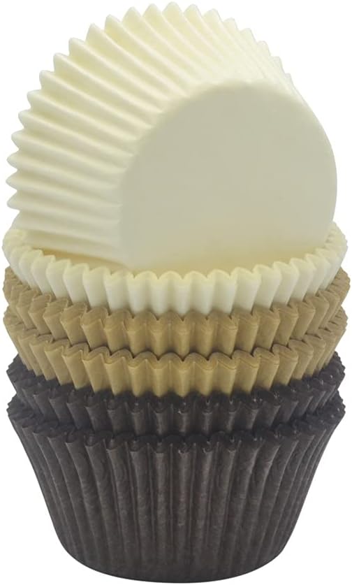 Natural White Coffee Brown Cupcake Liners Standard Greaseproof Paper Baking Cups, 150-Count