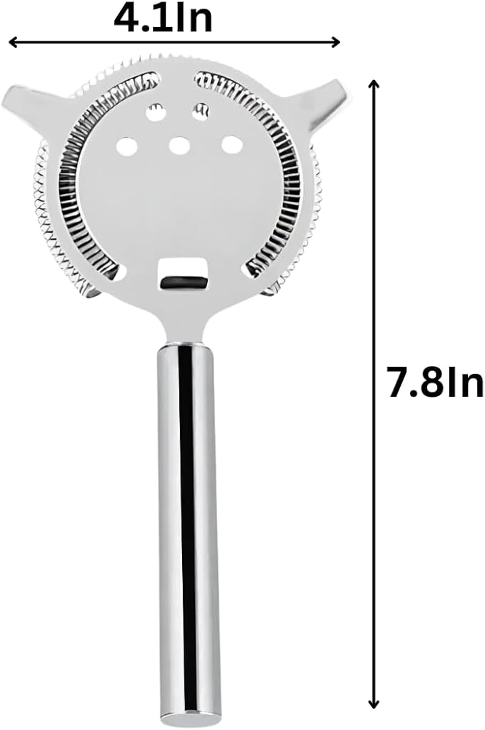 Cocktail Strainer - Stainless Steel Hawthorne Strainer With Handle - Bar Strainer With High Density Spring - Drink Strainer For Cocktails Great For Home Bar Or Professional Bartenders