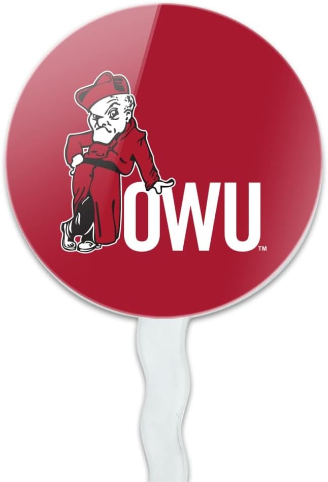 Ohio Wesleyan University Primary Logo Cupcake Picks Toppers Decoration Set of 6